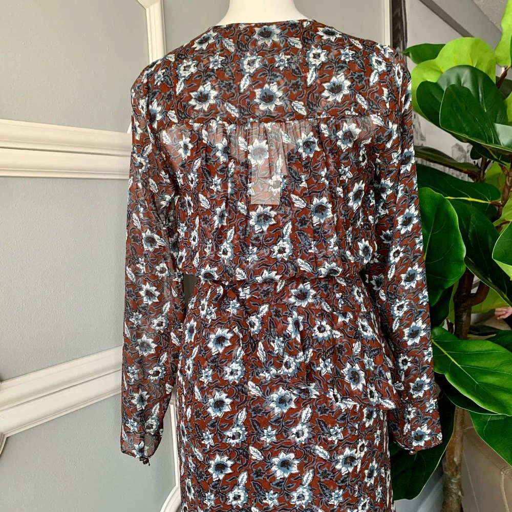 Veronica Beard Sazan Runway Asymmetric Ruffled Silk Chiffon Midi Dress Size 6 - Picture 9 of 13